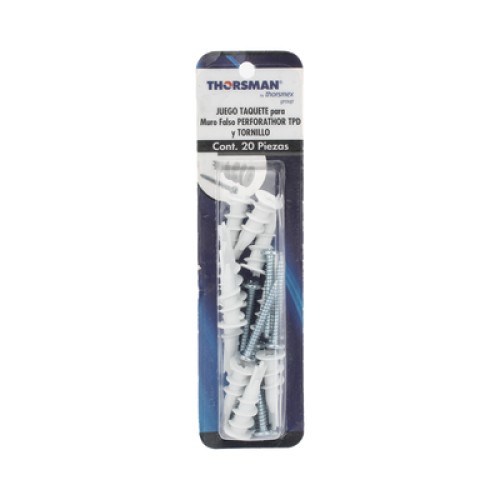 Kit de 10 taquetes autoperforables y 10 tornillos 10mm x 1 1/2