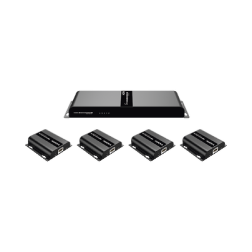 Kit Divisor y Extensor HDMI (Extender Splitter) | Divide 1 Fuente HDMI a 4 Pantallas | Extiende la señal HDMI hasta 120 m | Resolución 1080P @ 60 Hz | Cat 6/6a | Soporta IR | Baja Latencia | Uso24/7 | Alimente solo el Tx (PoC).