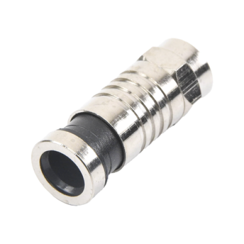 Conector F Macho de Compresión para cable RG-59, Cuerpo de Bronce Niquelado.