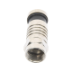 Conector F Macho de Compresión para cable RG-6, Cuerpo de Bronce Niquelado.