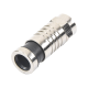 Conector F Macho de Compresión para cable RG-6, Cuerpo de Bronce Niquelado.