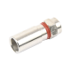 Conector F Macho de Compresión, Metálico para cable RG-6, Cuerpo de Bronce Niquelado.