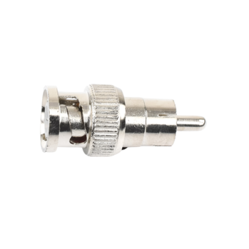 Adaptador en Línea para 75 Ohm, de Conector BNC Macho a RCA Macho en Aplicaciones de Audio-Video para Cámaras, Monitores y DVR's.