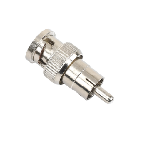 Adaptador en Línea para 75 Ohm, de Conector BNC Macho a RCA Macho en Aplicaciones de Audio-Video para Cámaras, Monitores y DVR's.