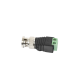 Adaptador de conector BNC macho a 2 terminales-tornillo para cables AWG-26-14, en aplicaciones Video Vigilancia, Níquel/ Oro/  PTFE y PVC.