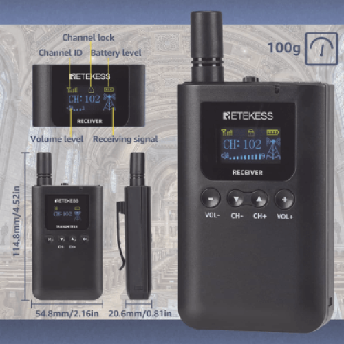 Kit para guía turístico de 1 transmisor y 10 receptores
