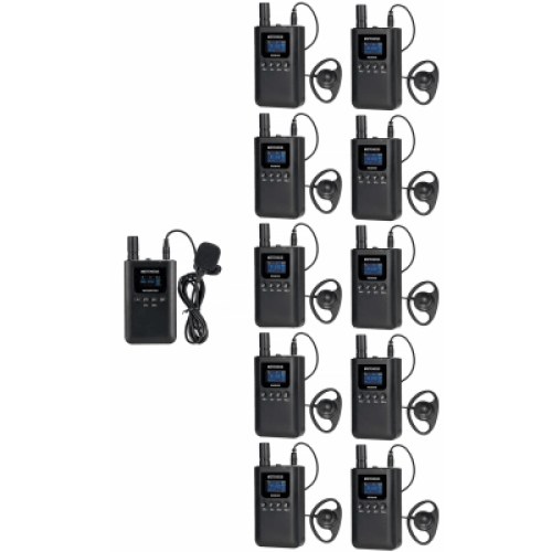 Kit para guía turístico de 1 transmisor y 10 receptores