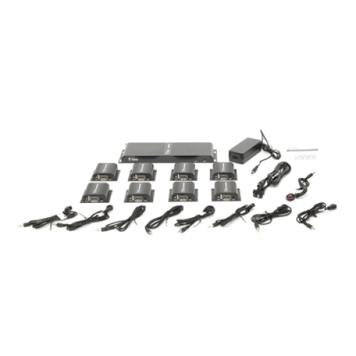 Kit Divisor y Extensor HDMI (Extender Splitter)  / Divide 1 Fuente HDMI a 8 Pantallas / Extiende la señal HDMI hasta 40 m / Resolución 1080P @ 60 Hz / Cat 6/6a/7 / Uso 24/7 / Salida Loop en el Tx / IR / Alimente solo el Tx (PoC).