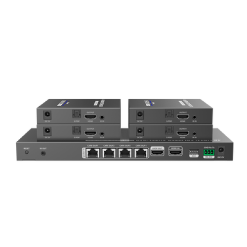 Kit Divisor y Extensor HDMI / Divide 1 Fuente HDMI a 4 Pantallas / Extiende la señal HDMI hasta 70 m / Resolución 4K @ 60 Hz/ Cat 6/6a/7 / IPCOLOR / CERO LATENCIA / Uso 24/7 / Puerto S/PDIF / EDID / RS232 / Salida Loop / Alimente solo el Tx Kit Divisor y Extensor HDMI / Divide 1 Fuente HDMI a 4 Pantallas / Extiende la señal HDMI hasta 70 m / Resolución 4K @ 60 Hz/ Cat 6/6a/7 / IPCOLOR / CERO LATENCIA / Uso 24/7 / Puerto S/PDIF / EDID / RS232 / Salida Loop / Alimente solo el Tx