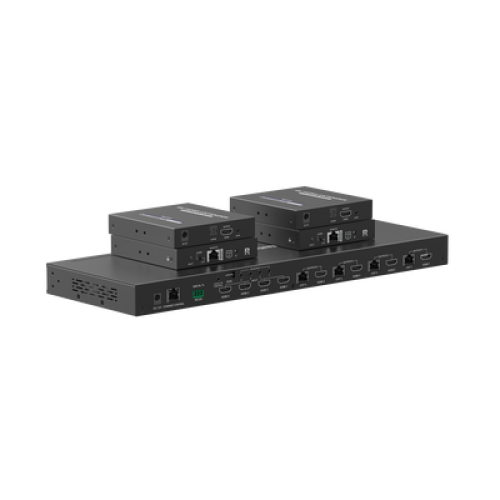 MATRICIAL Y EXTENSOR DE VIDEO HDMI 4 x 4 / 4 Entradas HDMI / 4 Salidas HDMI Loop / 4 Salidas RJ45 para Extender la señal 70 metros por salida  /4K / Conmutación por RS232, Control Remoto o Ethernet.
