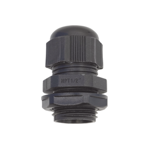 Conector Plástico Negro Tipo Glándula para Rosca NPT 1/2
