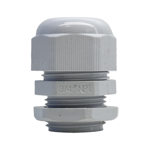 Conector Plástico Blanco Tipo Glándula para Rosca NPT 3/4