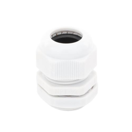 Conector Plástico Blanco Tipo Glándula para Rosca NPT 3/4
