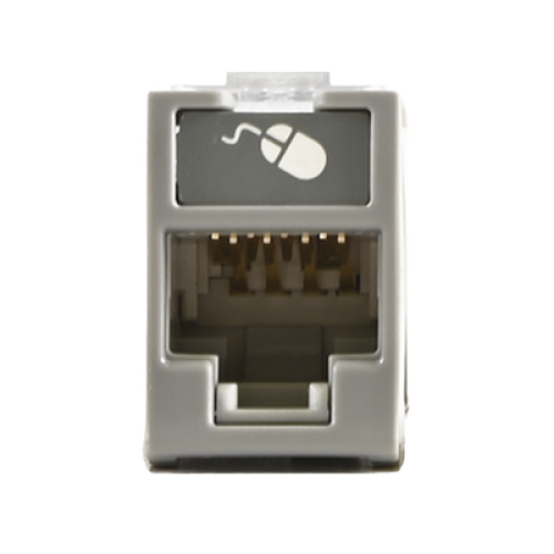 Jack Ultramax Cat5e, UTP, Montaje Híbrido en Placa de Pared (Plano y Angulado), Color Gris, Punch Down