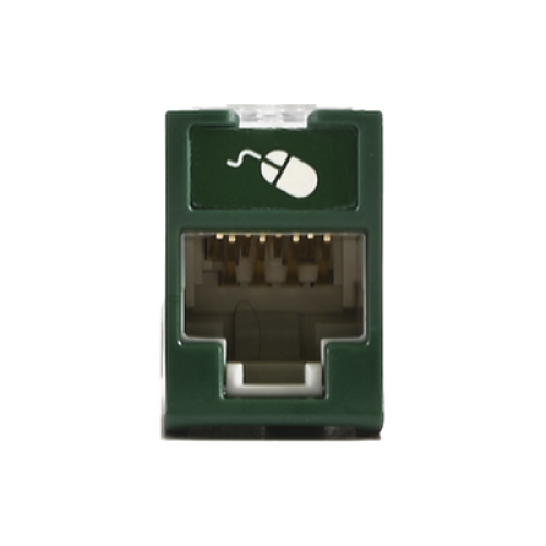 Jack UltraMAX Cat5e, UTP, Montaje Híbrido en Placa de Pared (Plano y Angulado), Color Verde, Punch Down