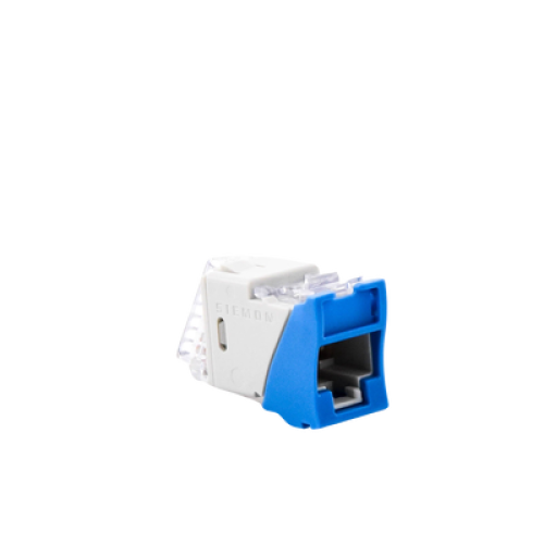 Jack UltraMAX Cat6, UTP, Montaje Híbrido en Placa de Pared (Plano y Angulado), Color Azul, Punch Down