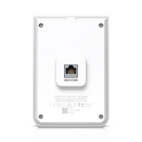 Access Point UniFi U6 In Wall/Montaje p/pared, WIFI 6 2.4 Y 5 Ghz, hasta 5.3 Gbps, 1 pto PoE In, 4 ptos secundarios (1 PoE Out)
