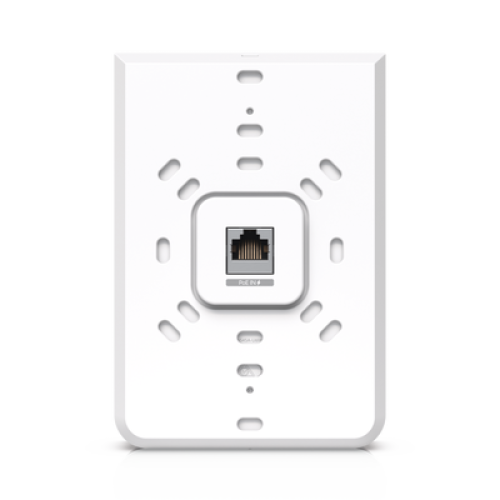 Access Point UniFi U6 In Wall/Montaje p/pared, WIFI 6 2.4 Y 5 Ghz, hasta 5.3 Gbps, 1 pto PoE In, 4 ptos secundarios (1 PoE Out)