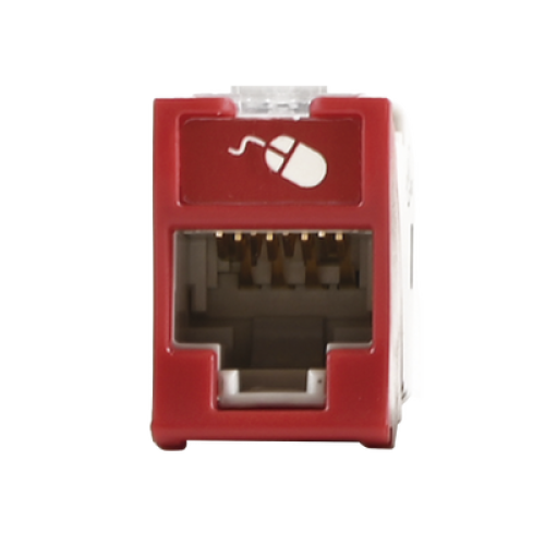 Jack Ultramax Cat6a, Utp, Montaje Híbrido en Placa de Pared (Plano y Angulado), Color Rojo, Punch Down Jack Ultramax Cat6a, Utp, Montaje Híbrido en Placa de Pared (Plano y Angulado), Color Rojo, Punch Down