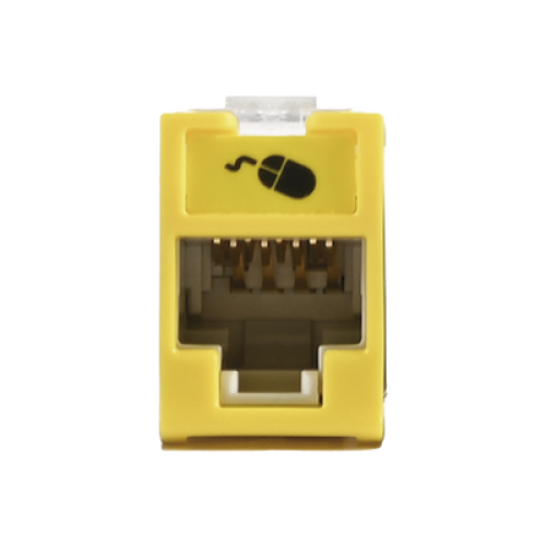 Jack Ultramax Cat6a, Utp, Montaje Híbrido en Placa de Pared (Plano y Angulado), Color Amarillo, Punch Down