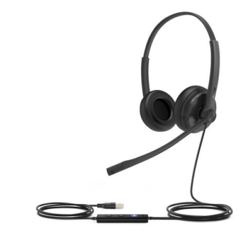 Diadema USB Alámbrica Yealink UH34 Dual Teams C/ Almohadillas de Cuero Compatible con Teléfonos IP Yealink y Computadoras