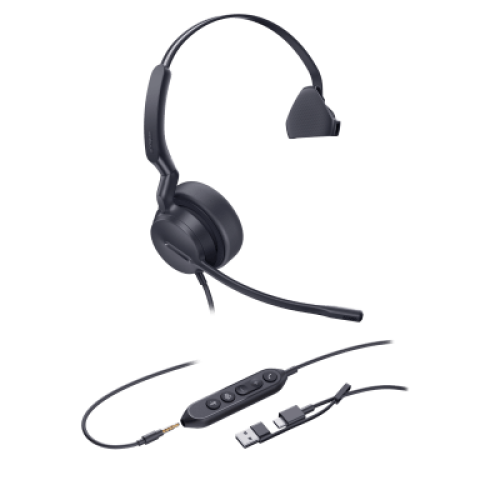 Diadema Alámbrica UH42 SE Mono de Yealink Certificada para Microsoft Teams con USB-C/A