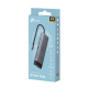 Adaptador HUB 9 en 1, 1 puerto USB-C entrada, 1 puerto HDMI 4K, 1 puerto Ethernet Gigabit, 1 puerto SD y MicroSD, 1 puerto USB-C y 3 puertos USB-A