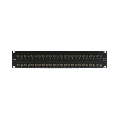 Patch Panel Ultramax. UTP, Precargado con Jacks Cat5e, 48 Puertos, Plano, 2U