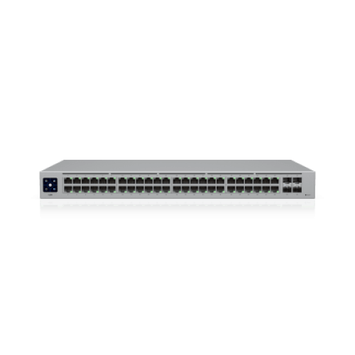 USW-48 — Switch Layer 2 de 48 Puertos GbE + 4 Puertos SFP con Diseño Fanless para Funcionamiento Totalmente Silencioso USW-48 — Switch Layer 2 de 48 Puertos GbE + 4 Puertos SFP con Diseño Fanless para Funcionamiento Totalmente Silencioso