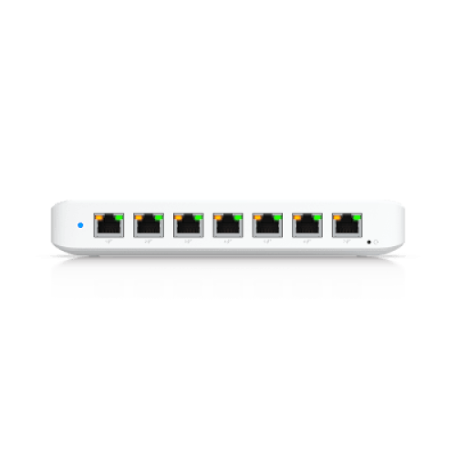USW Ultra Switch de 8 Puertos GbE (7 Puertos PoE+ y 1 Puerto Entrada PoE++) con Opciones de Montaje Versátiles USW Ultra Switch de 8 Puertos GbE (7 Puertos PoE+ y 1 Puerto Entrada PoE++) con Opciones de Montaje Versátiles
