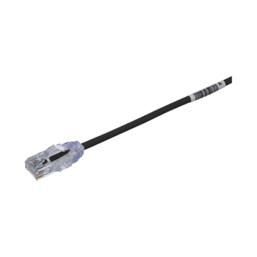 Cable de Parcheo TX6, UTP Cat6, Diámetro Reducido (28AWG), Color Negro, 0.3 Metros (1 Pie)