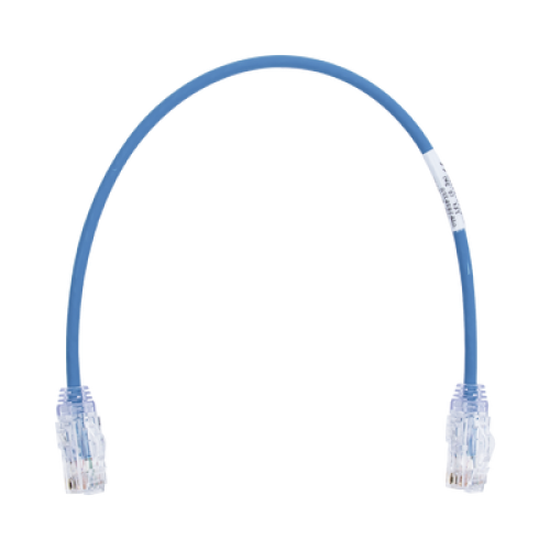 Cable de Parcheo TX6, UTP Cat6, Diámetro Reducido (28AWG), Color Azul, 0.3 Metros (1 Pie)