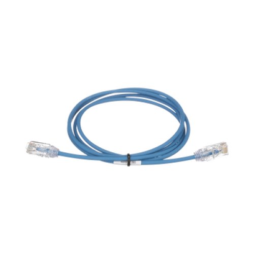 Cable de Parcheo TX6, UTP Cat6, Diámetro Reducido (28AWG), Color Azul, 0.61 Metros (2 Pies)