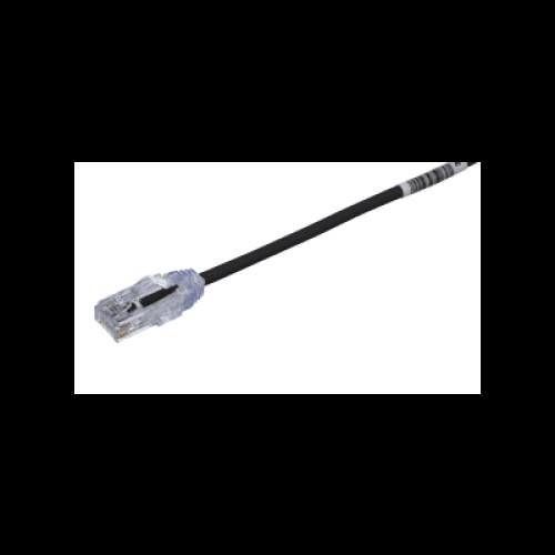 Cable de Parcheo UTP Cat6A, CM/LSZH, Diámetro Reducido (28AWG), Color Negro, 0.30 Metros (1 Pie)