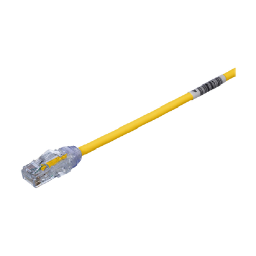 Cable de Parcheo UTP Cat6A, CM/LSZH, Diámetro Reducido (28AWG), Color Amarillo, 0.3 Metros (1 Pie)