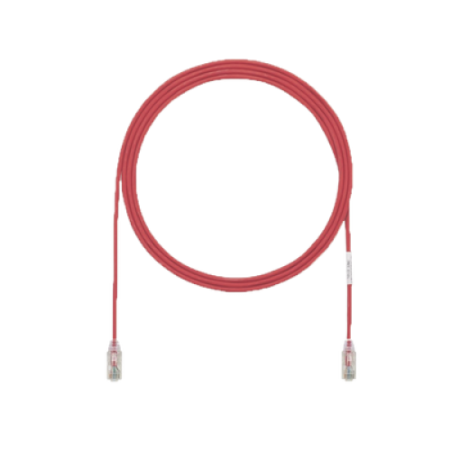 Cable de Parcheo UTP Cat6A, CM/LSZH, Diámetro Reducido (28AWG), Color Rojo, 15.24 Metros (50 Pies)