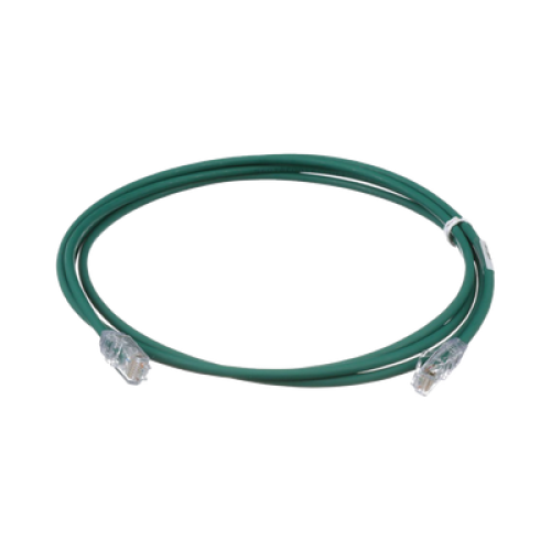 Cable de Parcheo UTP Cat6A, CM/LSZH, Diámetro Reducido (28AWG), Color Verde, 2.13 Metros (7 Pies)