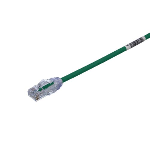 Cable de Parcheo UTP, Cat6A, Diámetro Reducido (28 AWG), CM/LSZH, Color Verde, 20.3 cm (8 Pulgadas)