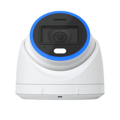 Cámara UniFi Protect Turret AI blanca / 4K(8MP) / Ángulo ultra-ancho 109.9 / Visión Nocturna IR 40 m / AI Avanzado: Reconocimiento de Rostros y Matrículas / LED para color en la noche / Micrófono 2 vías / ranura M