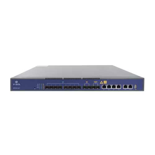 OLT de 8 puertos GPON con 8 puertos Uplink (4 puertos Gigabit Ethernet + 2 puertos SFP + 2 puertos SFP+) hasta 1,024 ONUs OLT de 8 puertos GPON con 8 puertos Uplink (4 puertos Gigabit Ethernet + 2 puertos SFP + 2 puertos SFP+) hasta 1,024 ONUs