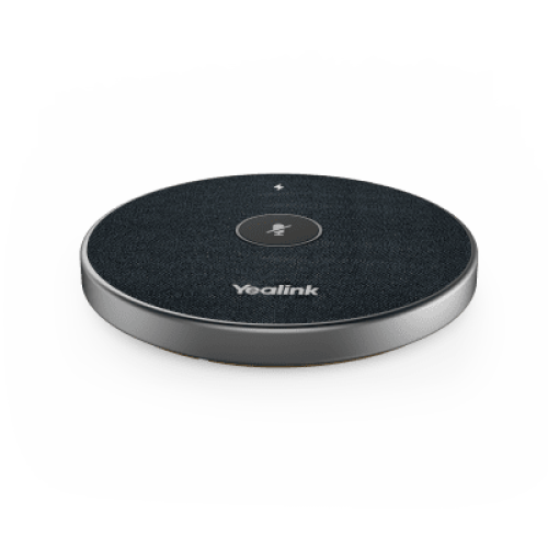 Micrófono inalámbrico 360° VCM36W-PACKAGE de Yealink para videoconferencias, con amplio alcance y cancelación de ruido.