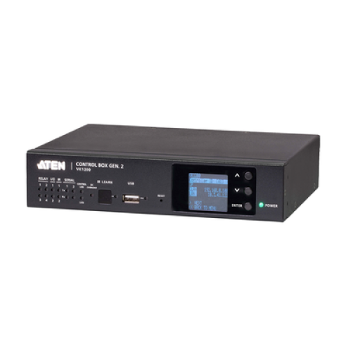 Sistema de control ATEN| Caja de control compacta Gen. 2 | CPU de cuatro núcleos | 2/1 GB de memoria | Monitor LCD | LAN doble y aislada Sistema de control ATEN| Caja de control compacta Gen. 2 | CPU de cuatro núcleos | 2/1 GB de memoria | Monitor LCD | LAN doble y aislada