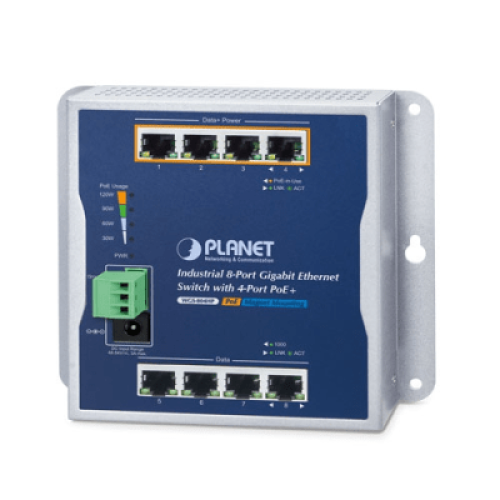 Switch Industrial No Administrable, Múltiple Montaje (Pared, Riel DIN y Magnético), 8 Puertos Gigabit con 4 puertos PoE 802.3at, Hasta 120 W. Switch Industrial No Administrable, Múltiple Montaje (Pared, Riel DIN y Magnético), 8 Puertos Gigabit con 4 puertos PoE 802.3at, Hasta 120 W.