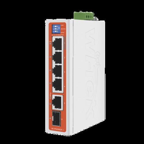 Switch Industrial / 4 Puertos 10/100 Mbps con PoE 802.3af/at / 2 Puertos Uplink Gigabit (1 Rj45 - 1 SFP) / PoE Hasta 250 m 