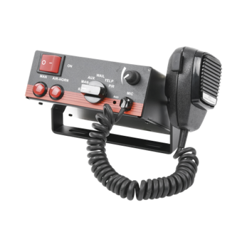 Sirena Vehicular de 100W de Potencia, Con Switch Giratorio de 6 posiciones, Micrófono de Uso Rudo e Interconexión a Radio