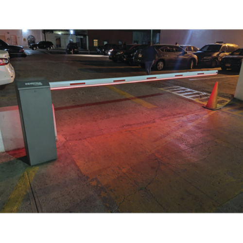 Barrera vehicular izquierda / Soporta brazo de hasta 3 m / Apertura en 1.5 s /Final de carrera ajustable por programación / Movimiento fluido / Diseño elegante color gris