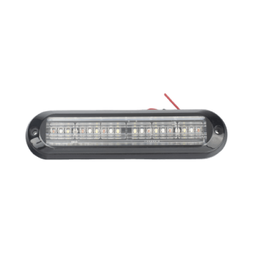 Luz Auxiliar Ultra Brillante  IP67 de 18 LEDs, Color Rojo/Azul/Ambar, con mica transparente y bisel negro
