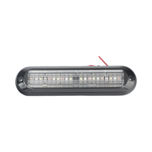 Luz Auxiliar, Ultra Brillante, IP67, 18 LEDs, Tricolor, Color Rojo/Claro/Azul, con mica transparente y bisel negro