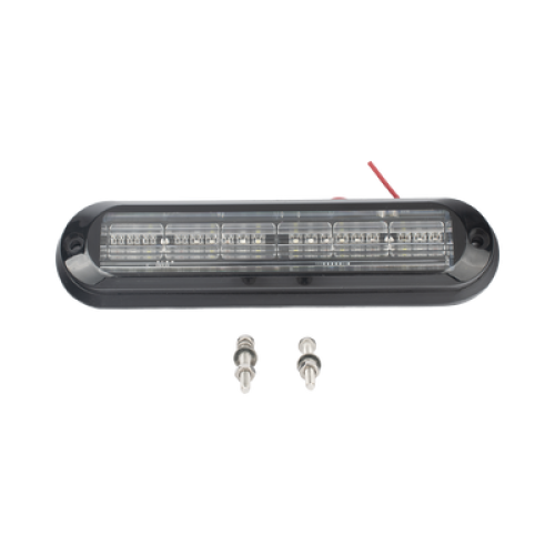 Luz Auxiliar, Ultra Brillante, IP67, 18 LEDs, Tricolor, Color Rojo/Claro/Azul, con mica transparente y bisel negro
