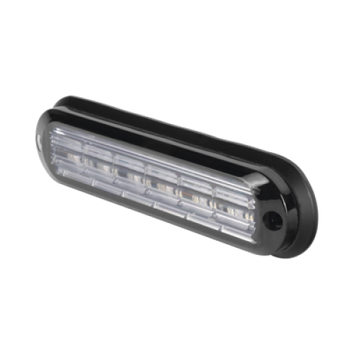 Luz Auxiliar Ultra Brillante IP67 de 6 LEDs, Color Claro, con mica transparente y bisel negro